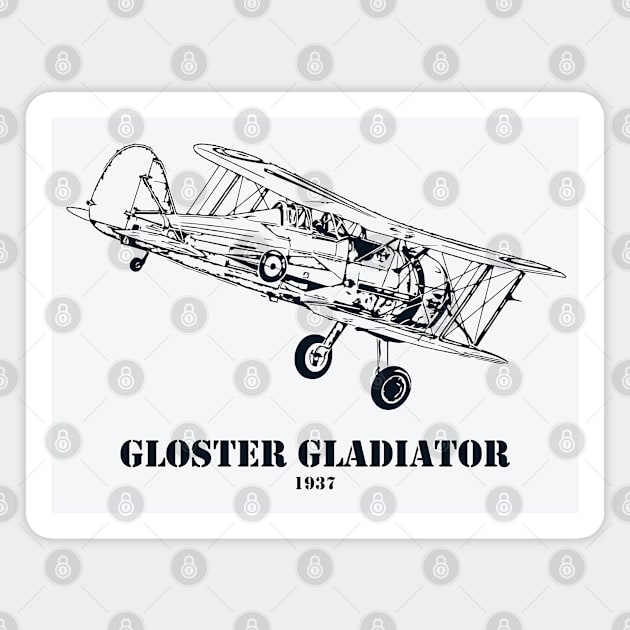 Gloster Gladiator WWII British Biplane Fighter Magnet by Lakeric